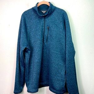 Eddie Bauer Blue Marled Fleece 1/4 Zip Long Sleeve Pullover XL